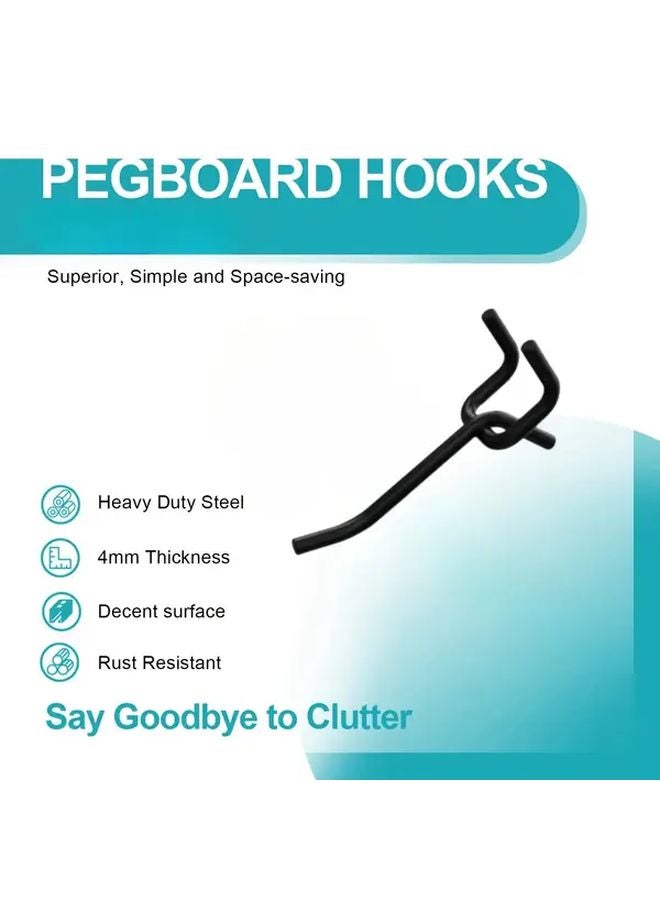 10pcs 4 Inch Black Heavy Duty Metal Pegboard Hooks Wall Mounted Storage - Image 2